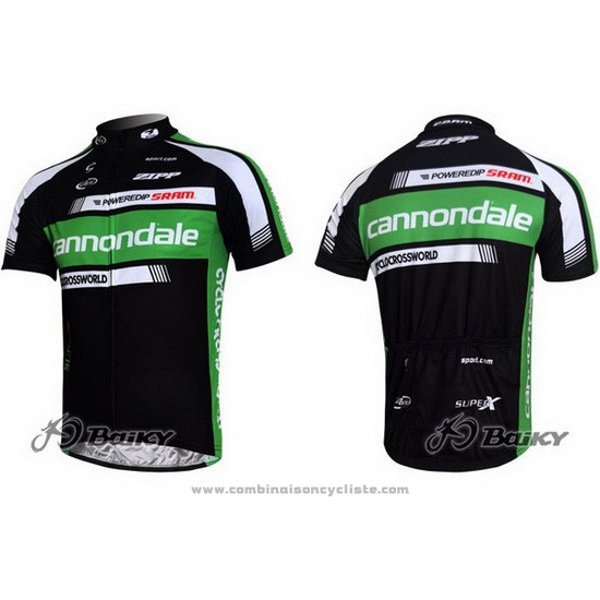 2011 Maillot Cyclisme Cannondale Noir et Vert Manches Courtes et Cuissard